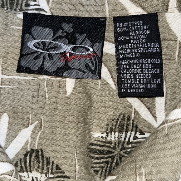 OP Sport Men’s Tan & Cream Tropical Print Short Sleeve Button Down Shirt M - Picture 7 of 7